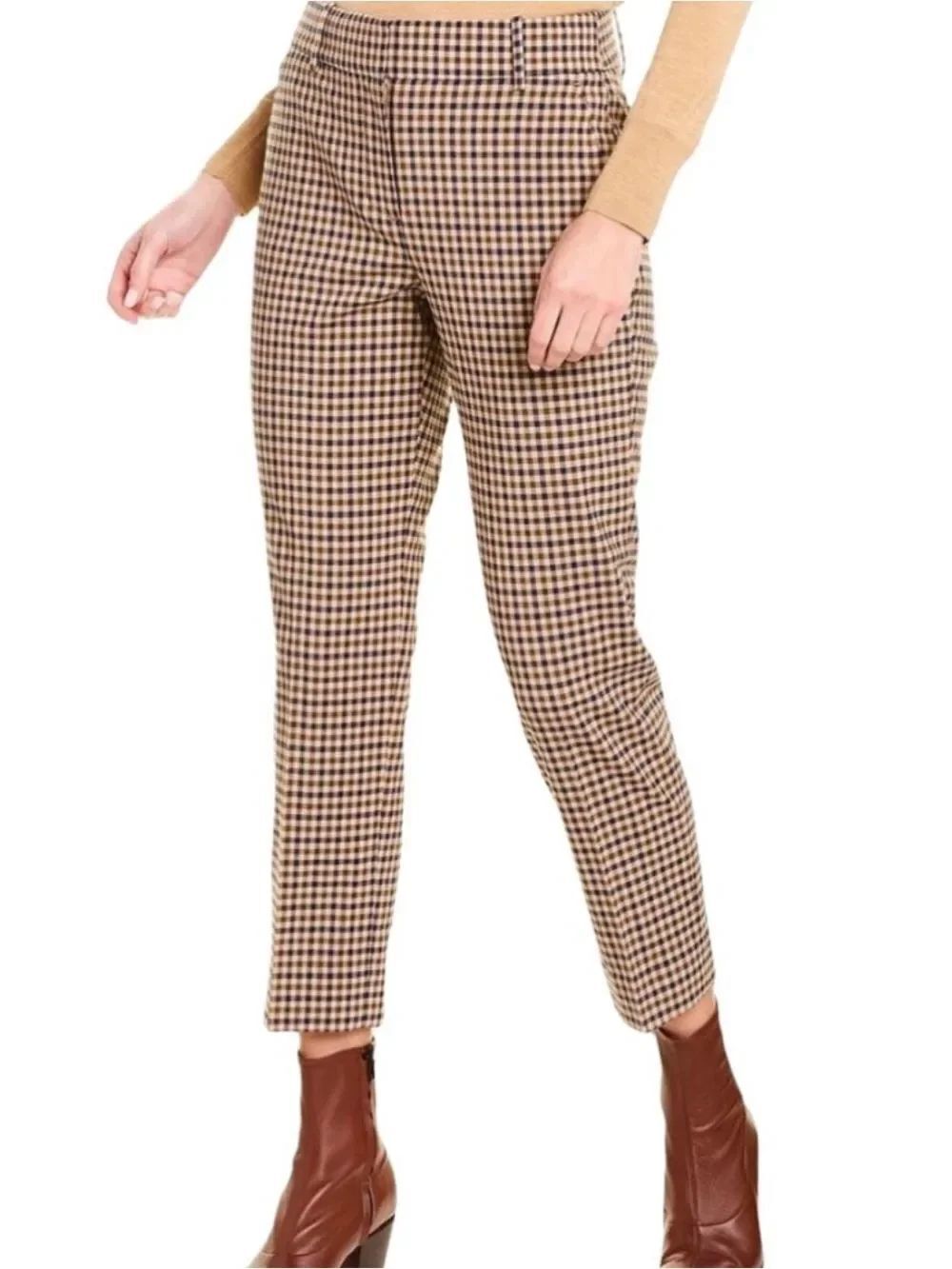 J. Crew Camel and Black Plaid Ankle Pants